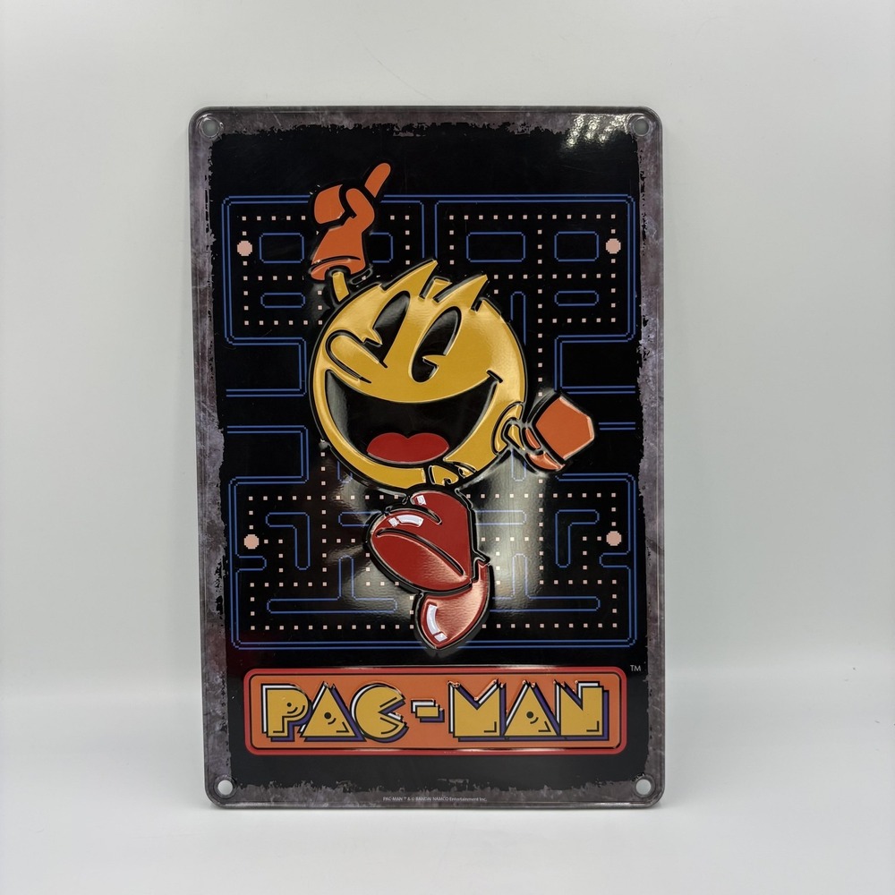 Pac-Man Metal Wall Sign Tastemakers Embossed Tin Arcade Game Room‎ Decor 2018